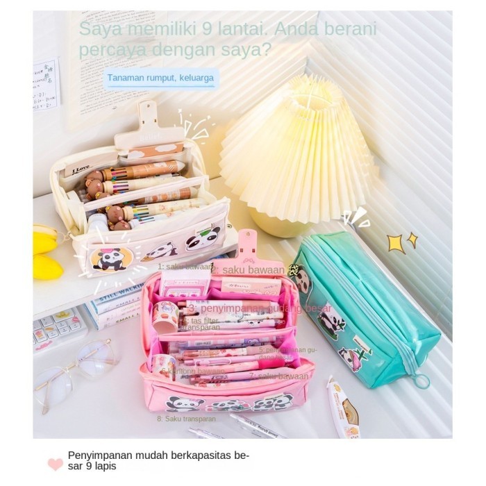 

Tempat pensil besar aesthetic kawaii Pencil case kotak pensil - Hijau