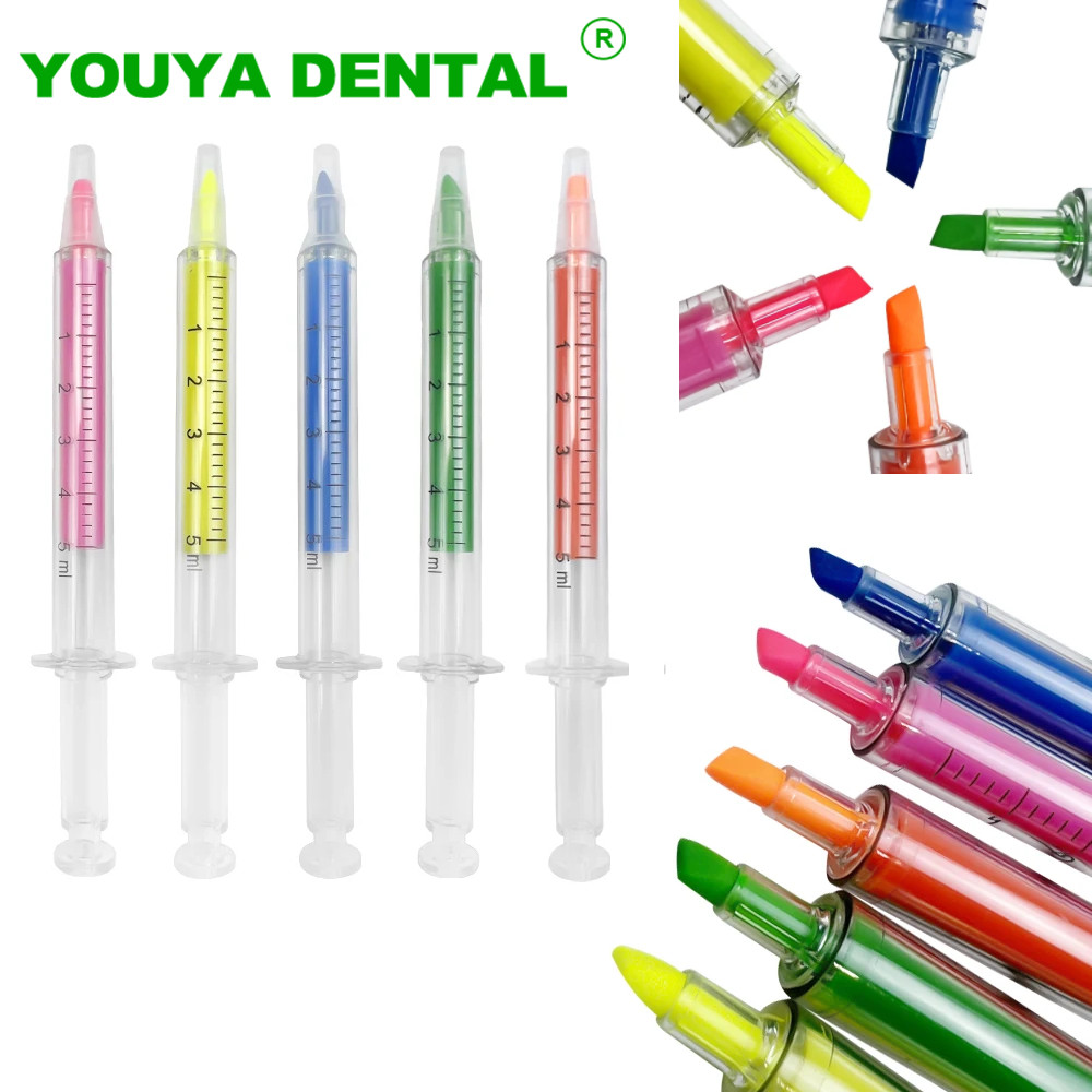 

10pcs Creative Marker Pen Dental Syringe Shaped Art Marker Colored Highlighters Fluorescent Pens School Supply Dentist Gifts