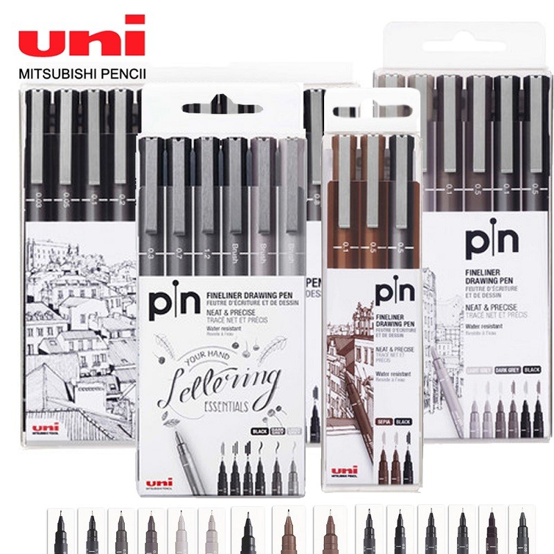 

Uni PIN-200 Drawing Hook Pen Sketching Waterproof Needle Gel Pens 3/6/12pc Multiple Sizes of Pen Tips Hand-drawn Comic Design