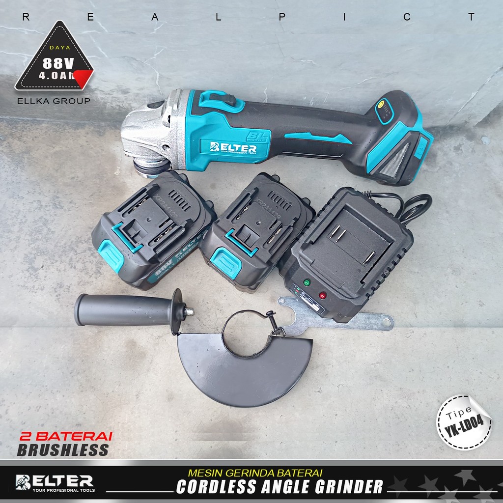 BELTER Brushless 88V Gerinda Baterai 4Inch Mesin Gerinda Baterai Tangan Cordless Angle Grinder Mesin