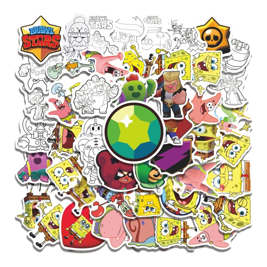 

COD 50 Pcs Stiker BS SPONGEBOB V6 Lucu Anti Air Untuk Dekorasi Notebook Sepeda Skateboard Handphone DIY