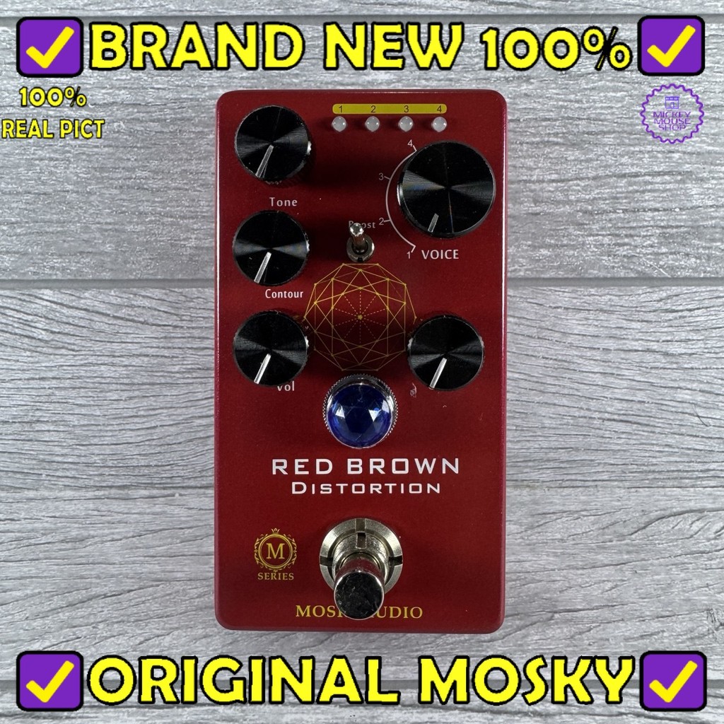 Efek Gitar Mosky RED BROWN Distortion Vintage Metal EVH Pinnacle Guitar Electric Pedal Effect Gitar 