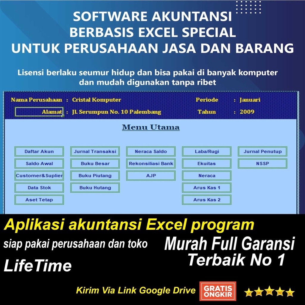 Aplikasi akuntansi Excel program siap pakai perusahaan dan toko