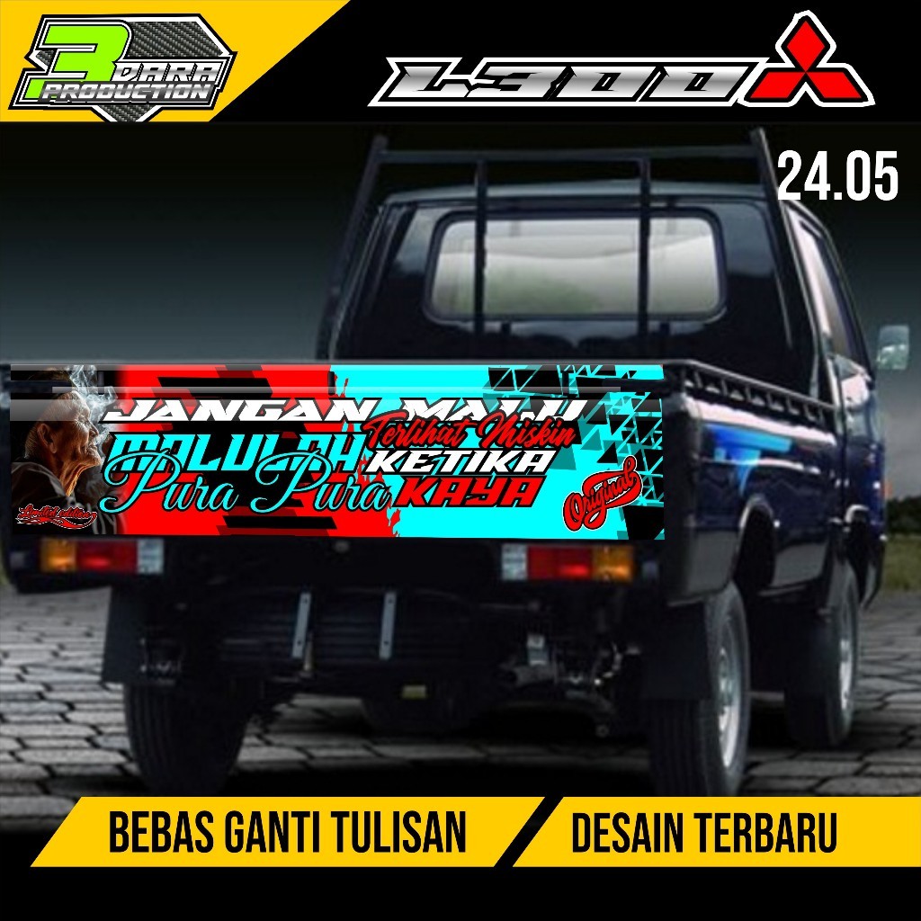 (Cod) Stiker Decal Pintu Belakang L300 Stiker Pintu Bak Belakang L 300 Kode 24.05