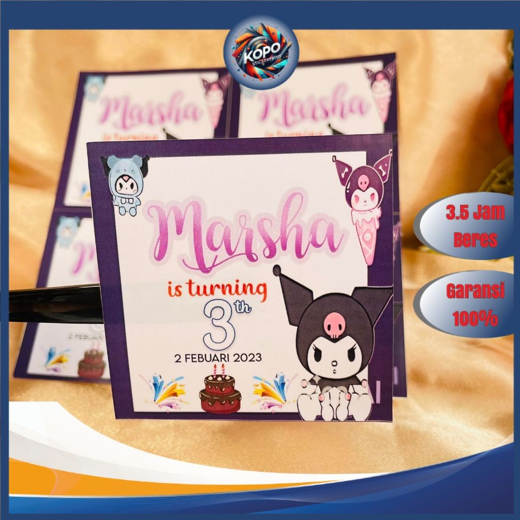 

KOPO 2-4 Stiker Ultah Anak Ulang Tahun Label Bentuk Kotak Sticker Ulang Taun Uk.Kecil