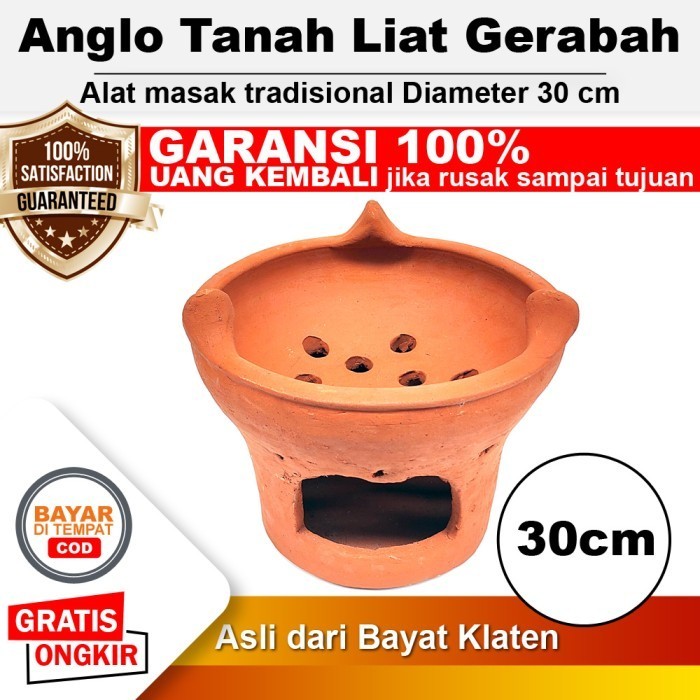 Tungku Anglo Arang Tanah Liat Gerabah Merah Jumbo Besar Untuk Bakmi Jawa Alat Masak Tradisional - Di
