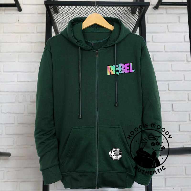 HOODIE.MOODY Hoodie Zipper Risleting Hitam Pria Original / Rebel Sweater Sleting Hoodie Moody