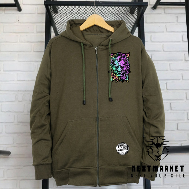 Hoodie Zipper Risleting Abu Abu Pria Original / Ronin Sweater Sleting Hoodie Moody