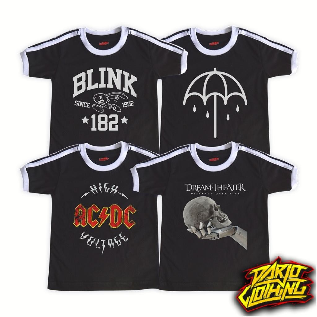 Toko Kaos Combed - Kaos Anak Laki Laki Perempuan Motif Band Stripe Tiga Trefoil