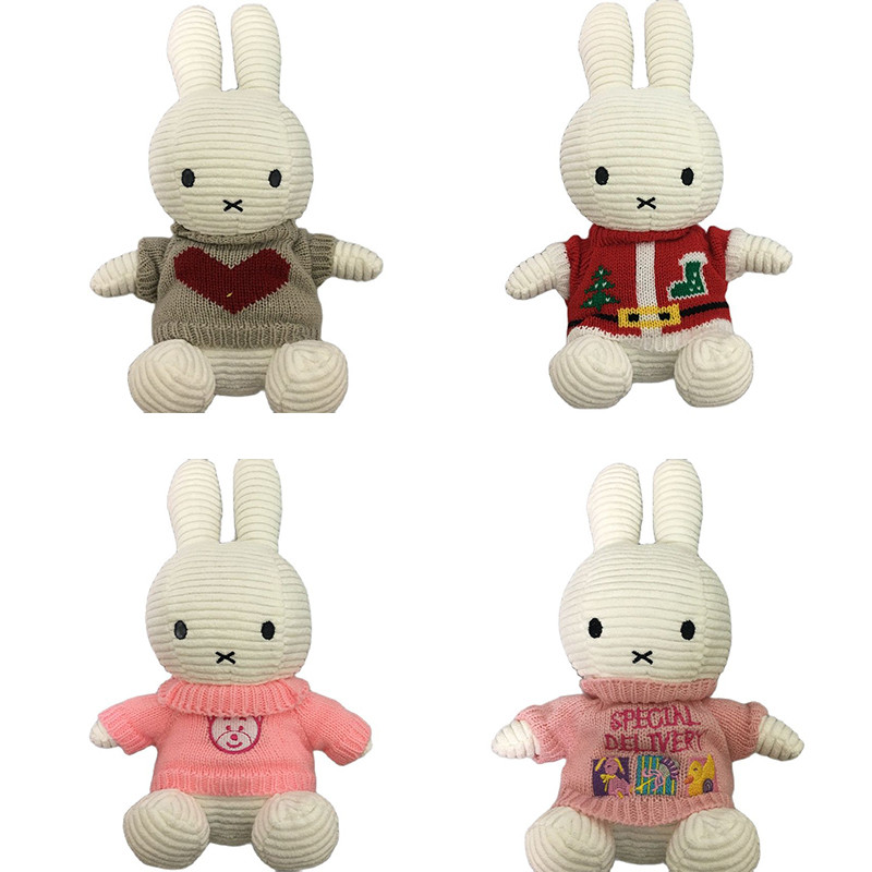 

25cm White Rabbit Doll Toy with Clothes Kids Sleeping Back Cushion Cute Stuffed Bunny Baby Accompany Doll Companion Appease Toys