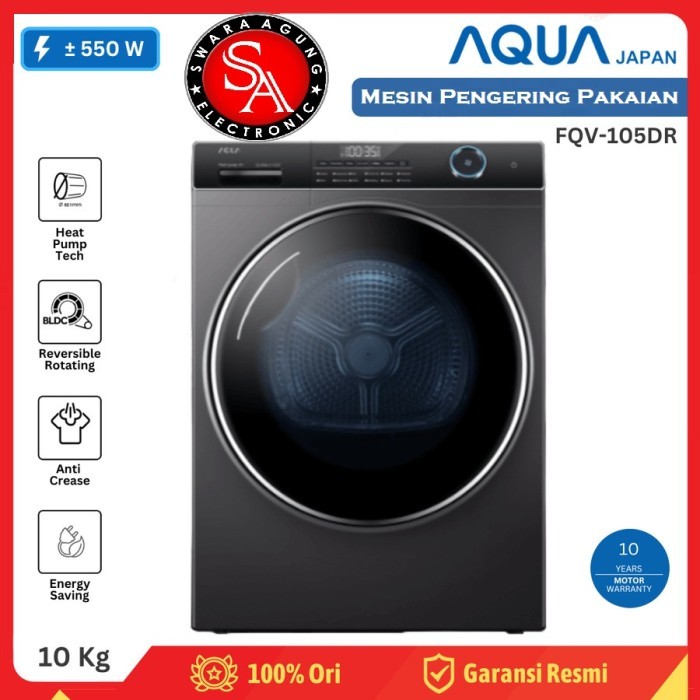Dryer 10 Kg AQUA Japan Type : FQV-105DR - Mesin Pengering Pakaian ( MEDAN )