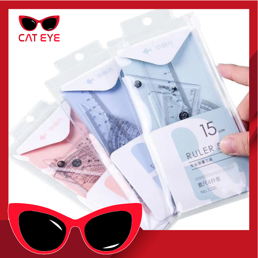 

PROMO - S6135 Penggaris Set 4 In 1 / Perlengkapan Sekolah Menggambar Motif Polos / Ruller Set Transparant / Penggaris Bening Polos