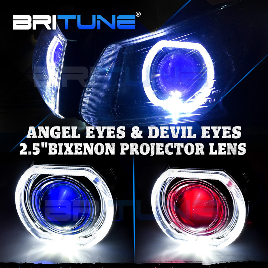 2.5 inch H7 H4 HID LED Lenses Headlight Projector Square LED Angel Devil Eyes DRL Mini H1 HID Lights