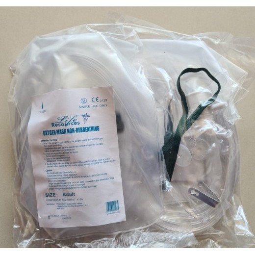Life Resources - Oksigen Masker Non Rebreathing NRM Dewasa & Anak / Masker Oksigen PCS
