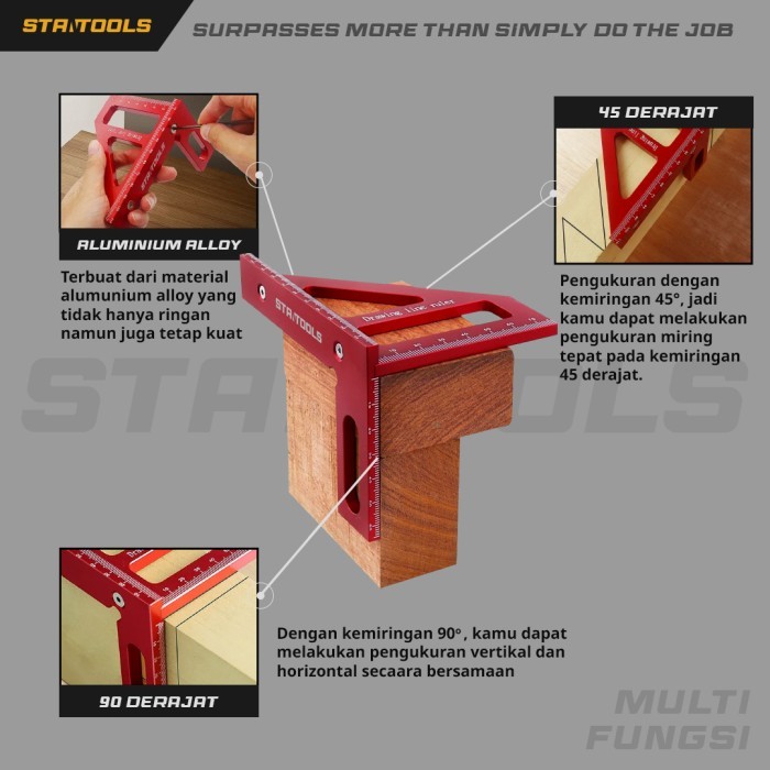 

Speed Square - Penggaris Sudut Siku Segitiga - 2 sisi - Penggaris Multi angle 90 derajat