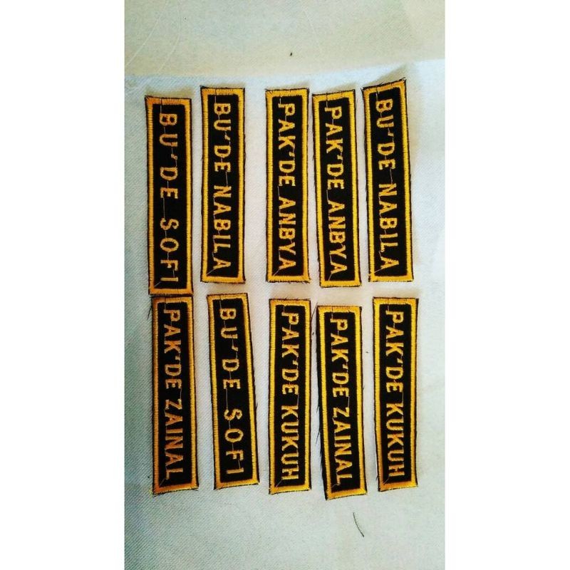 

Bordir Atribut Bordir Papan nama/name tag/badge/Bed seragam Bordir Nama Custom