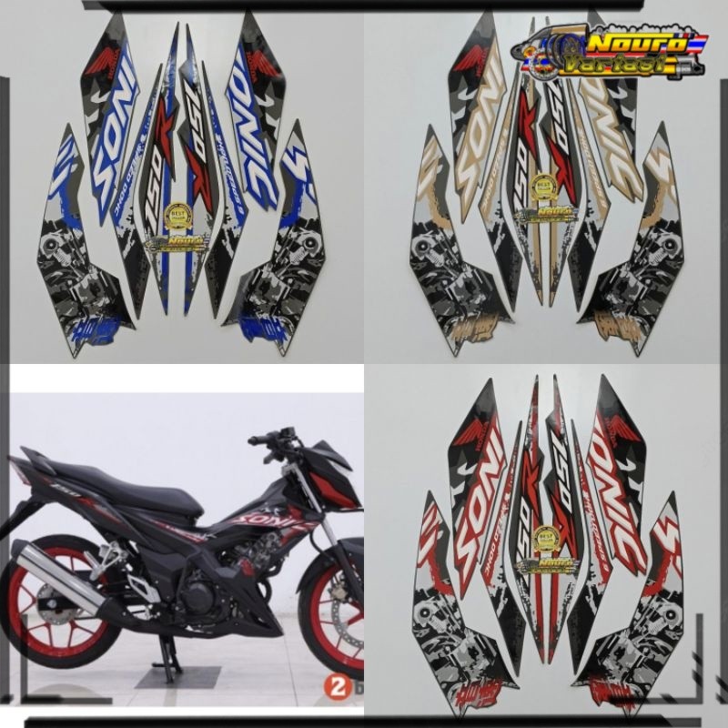 Aksesoris motor striping honda sonic 150 r 2019 2020 hitam list body standar kualitas terbaik