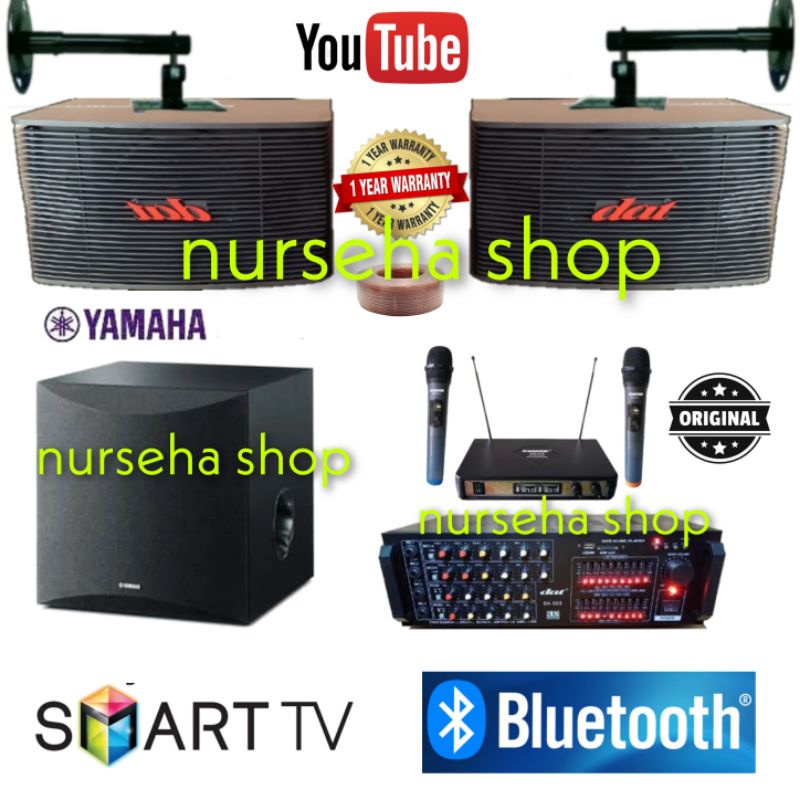Paket Karaoke 10 inch DAT Subwoofer aktif YAMAHA original full set siap pakai