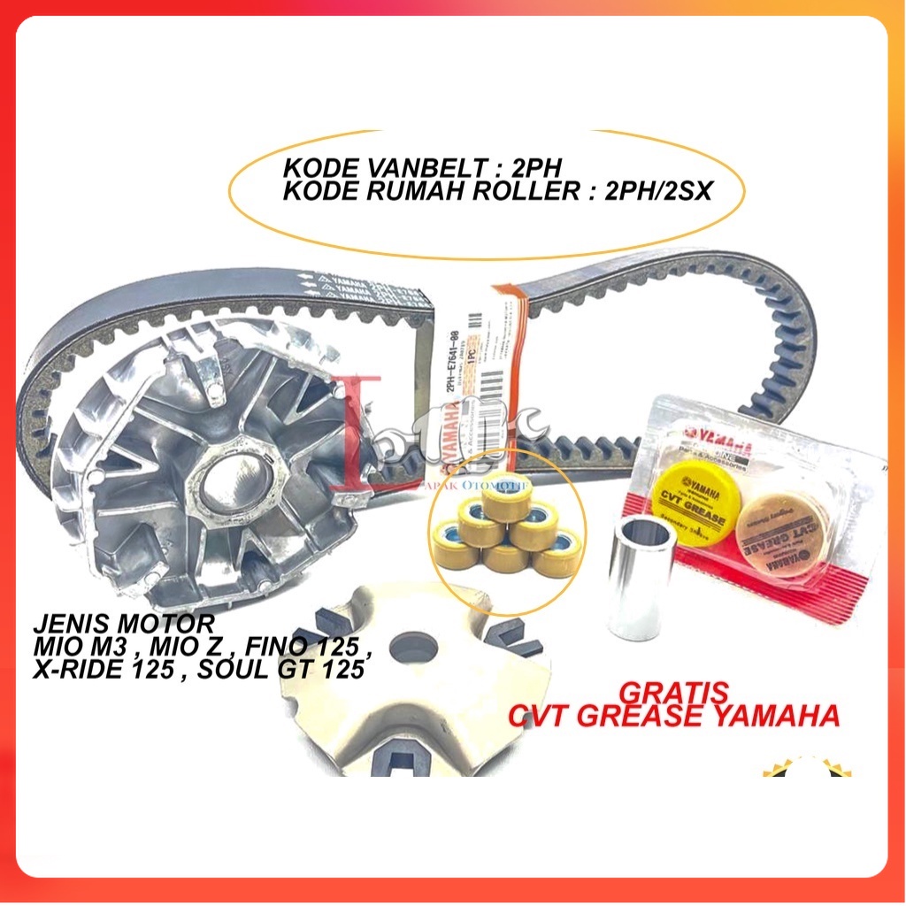 SATU PAKET RUMAH ROLLER SET MIO M3 , FINO 125 , MIO Z , SOUL GT 125 & VANBELT MIO M3 , FINO 125 , MI