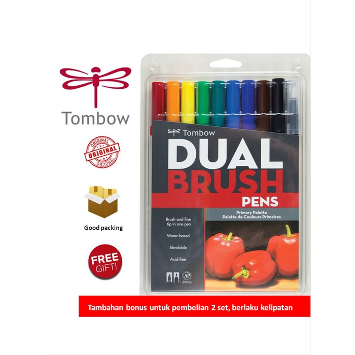 

[KL-0264) Tombow Dual Brush Pen ABT, Primary Palette, set 10 colors