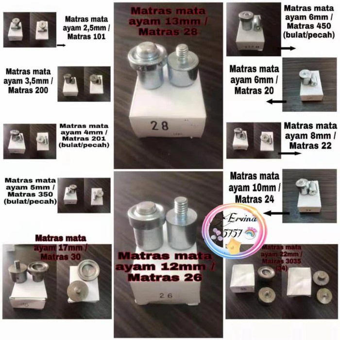 1sets matras mata ayam / moulding cetakan mata ayam - Mtrs 2,5mm101