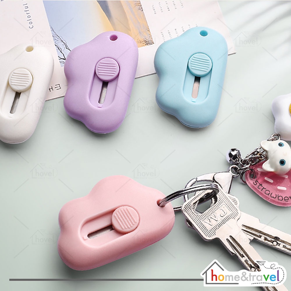 

LIMITED SALE Cutter Mini Silet Kecil Pisau Pembuka Paket Pemotong Kertas Lucu Portable Bentuk Awan Warna Warni