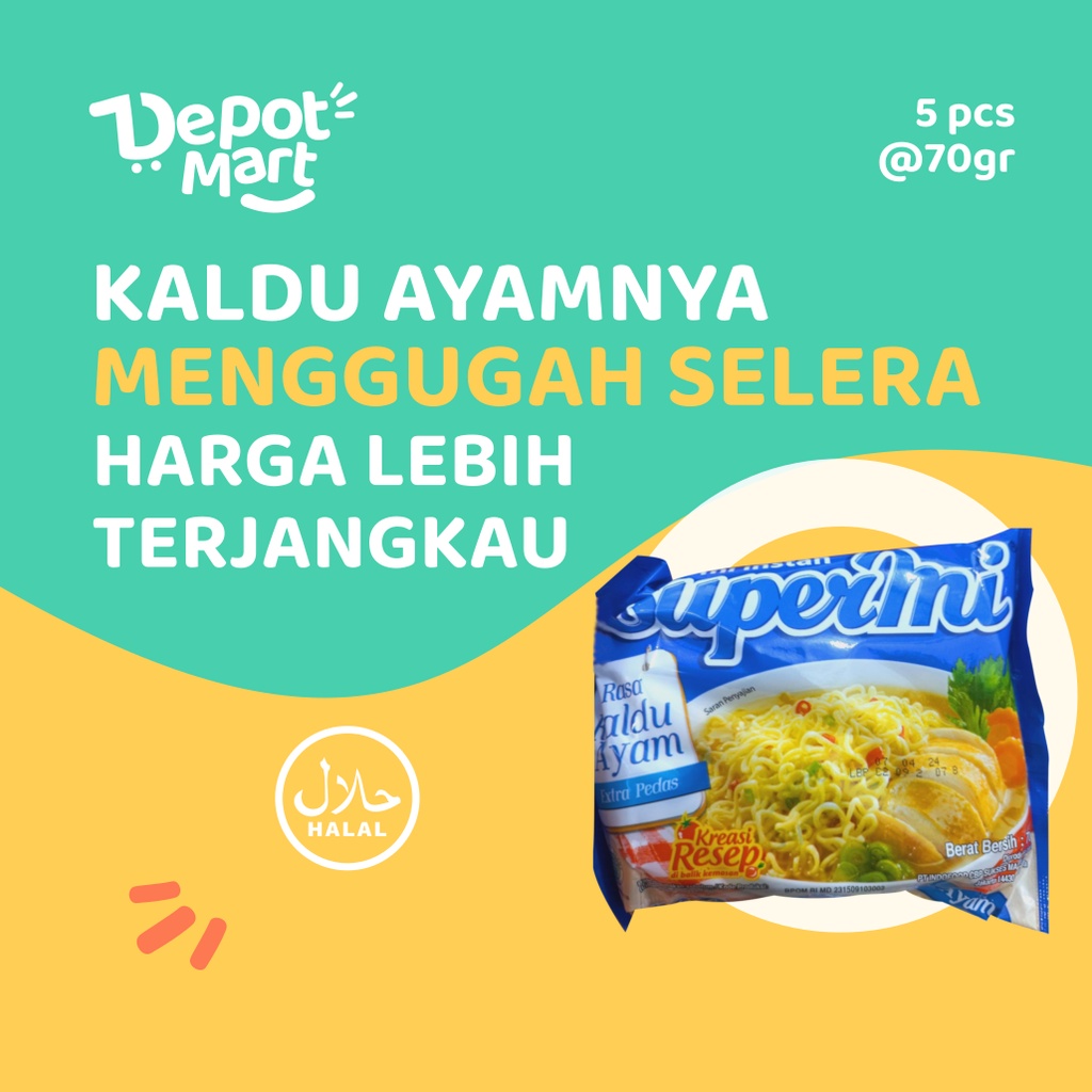 

5 Bungkus Supermi Mie Rasa Kaldu Ayam 70 Gr