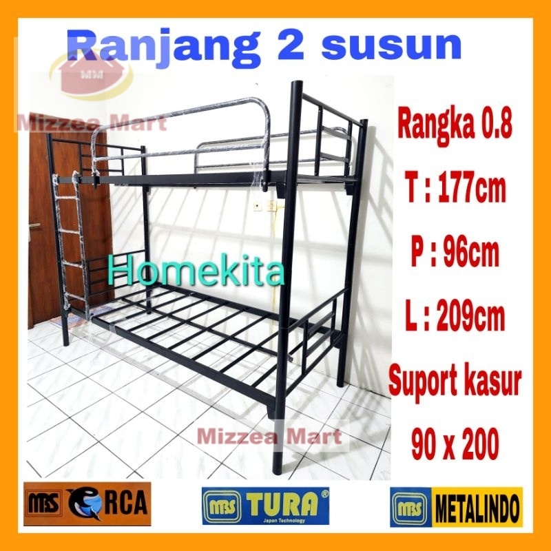 Mizzea Mart Ranjang 2 Susun Ranjang Besi Susun Tempat Tidur Susun Bunk Bed Kuat Dan Kokoh