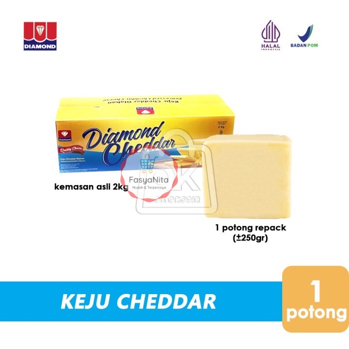 

Keju Cheddar Diamond Cheddar Cheese (Repack 1 Potong) - FasyAnita Mart Denpasar