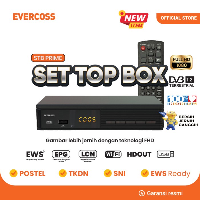Evercoss SET TOP BOX STB garansi resmi 1th