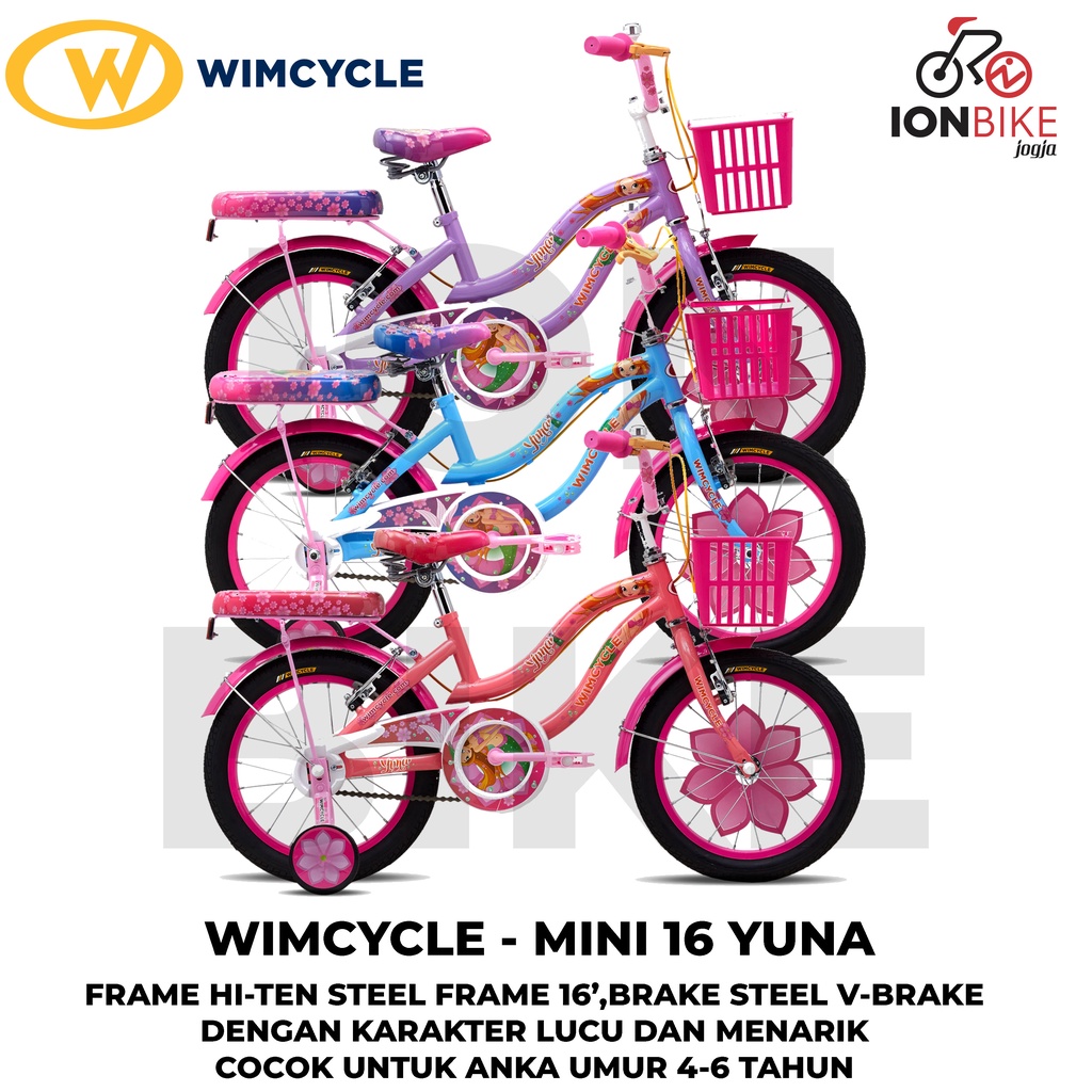Sepeda Mini 16 Wim Cycle Yuna Terbaru Wimcycle Sepeda Anak Remaja Kids Bike Cewek Wanita SD SMP Awet