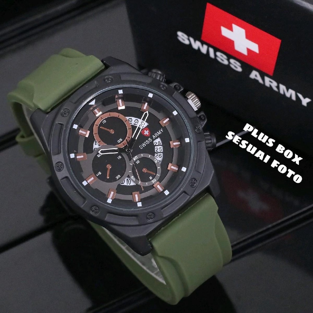 Jam Tangan Pria Analog SWISS 4RM1 Diameter 4,6 cm Strap Rubber Premium Anti Air Anti air