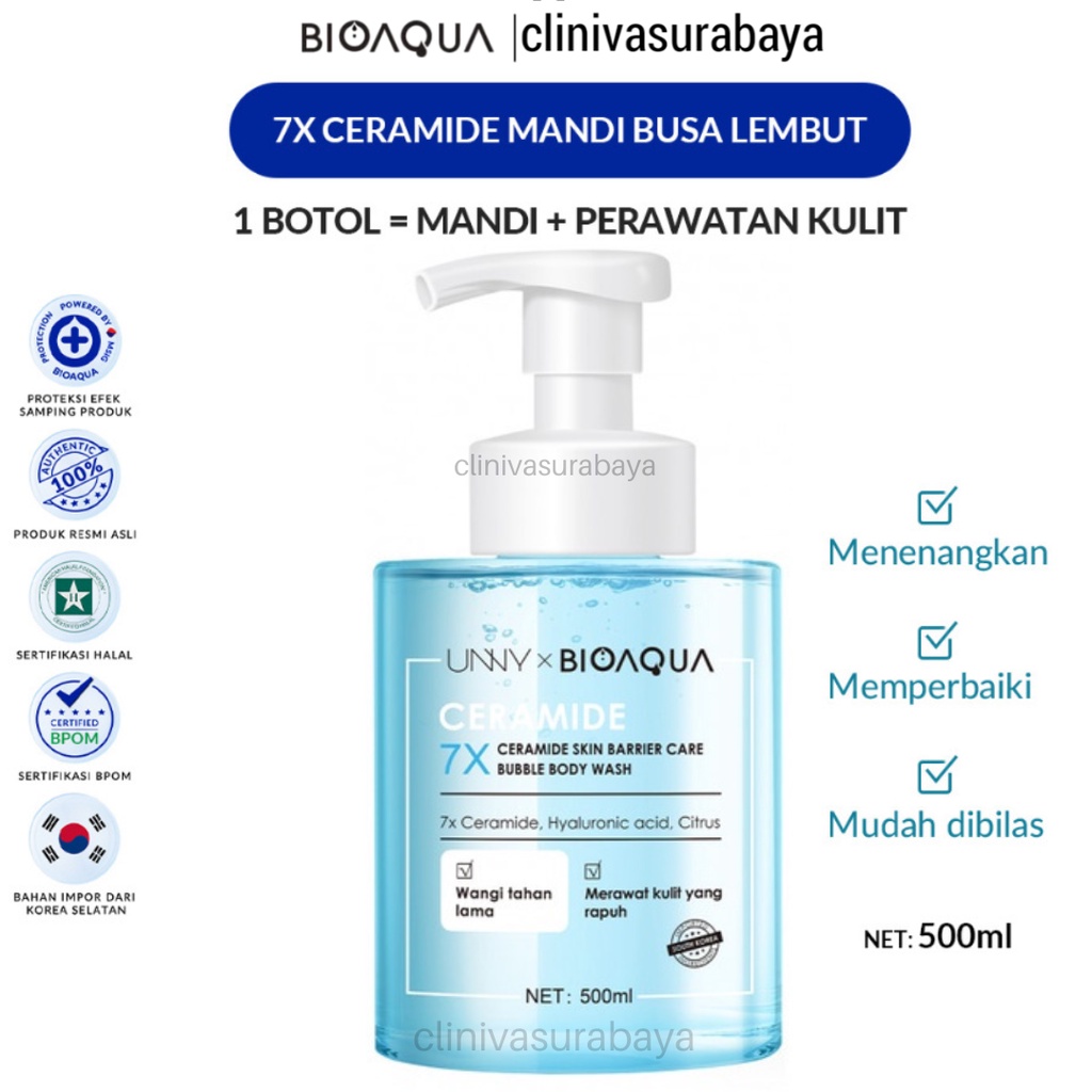 BIOAQUA 7x Ceramide Skin Barrier Care Bubble Body Wash Sabun Mandi 500ml / BIOAQUA 7X Ceramide Skinc