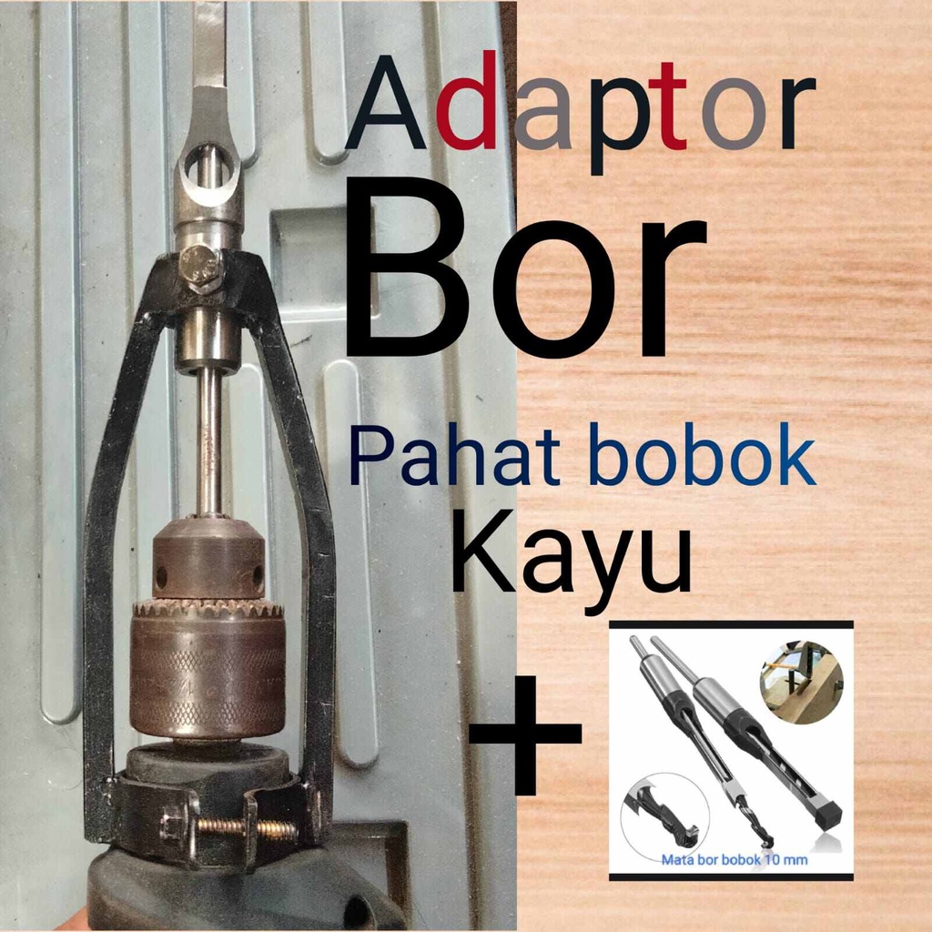 Dudukan bor bobok kayu+mata bor bobok 10mm Adaptor bor bobok kayu dengan mata bor bobok kayu 10mm pe