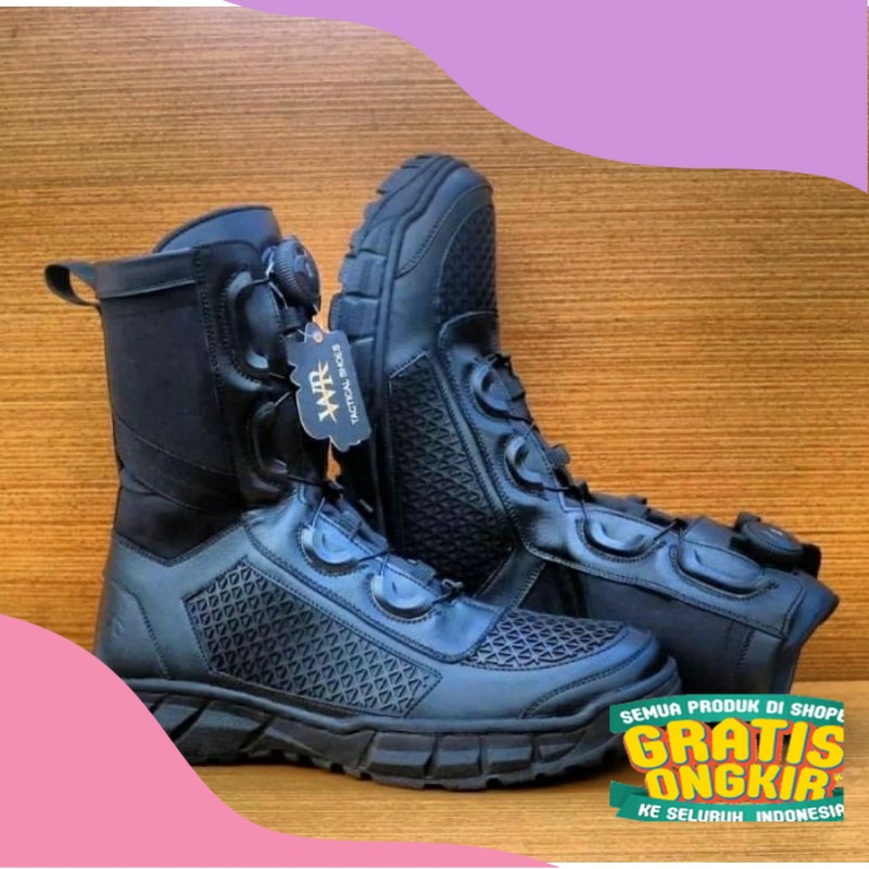 Sepatu PDL Tali Putar Libra merk WR ( bukan Boa)/ ungu biru