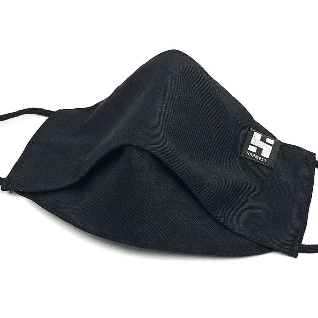 [Gemli]Basic Black 4D Headloop - Harmest Mask | Masker Kain Polos Premium