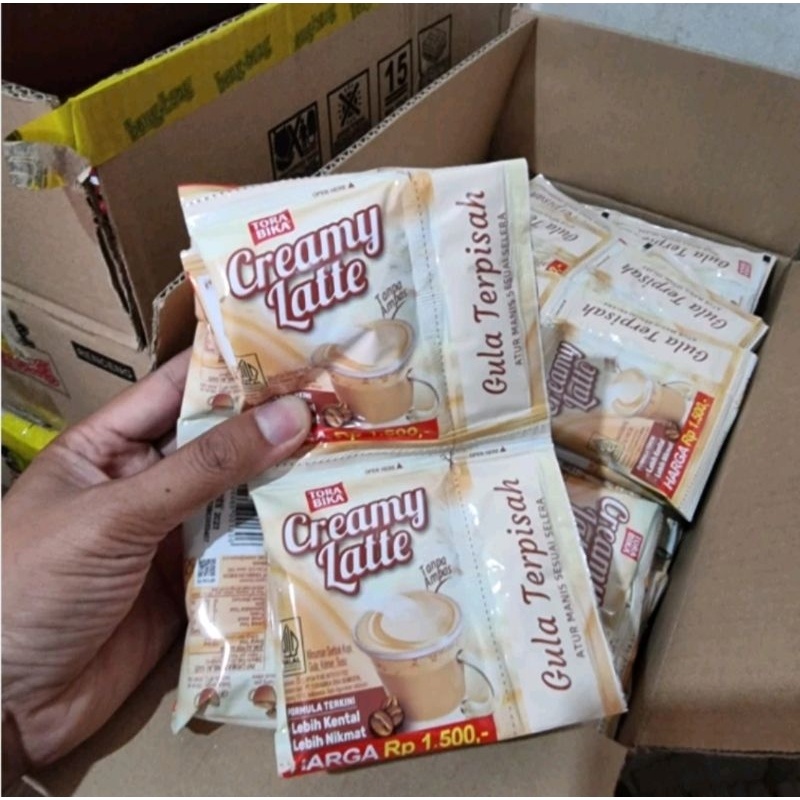 

kopi Torabika Creamy Late gula terpisah 1 dus isi 12 renceng