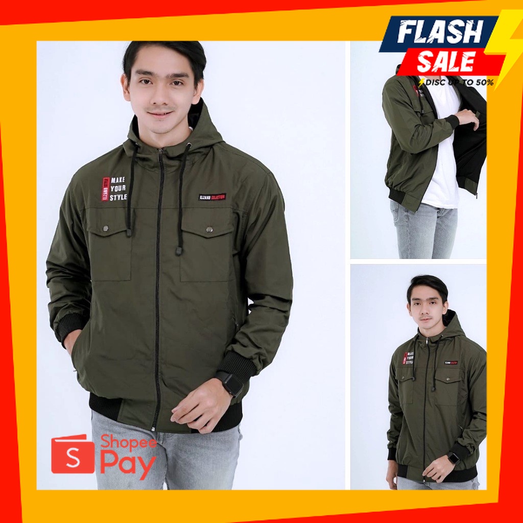 OUTFIT JKT48 | Jaket pria IKC 002 distro cbr six Bandung hoodie dua sisi bolak balik keren grosir pa