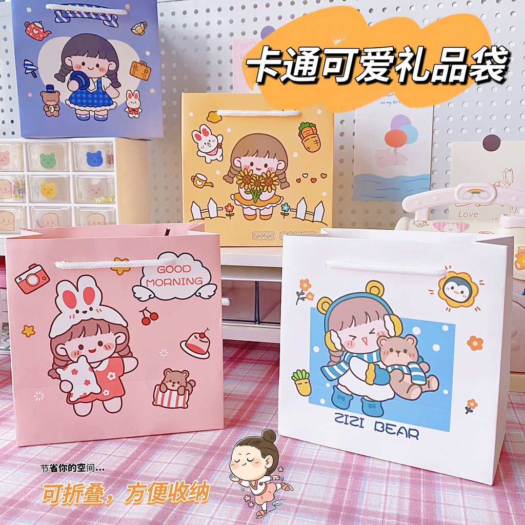 (HOCANPARTY) PAPER BAG MOTIF KARTUN AESTHETIC / GODDIE BAG /PAPERBAG TAS SOUVENIR KADO LUCU AESTHETI