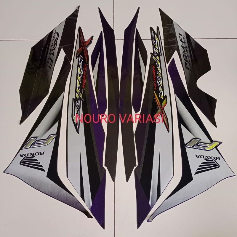 striping honda supra x 125 r helm in pgm fi 2012 violet silver list body standar berkualitas