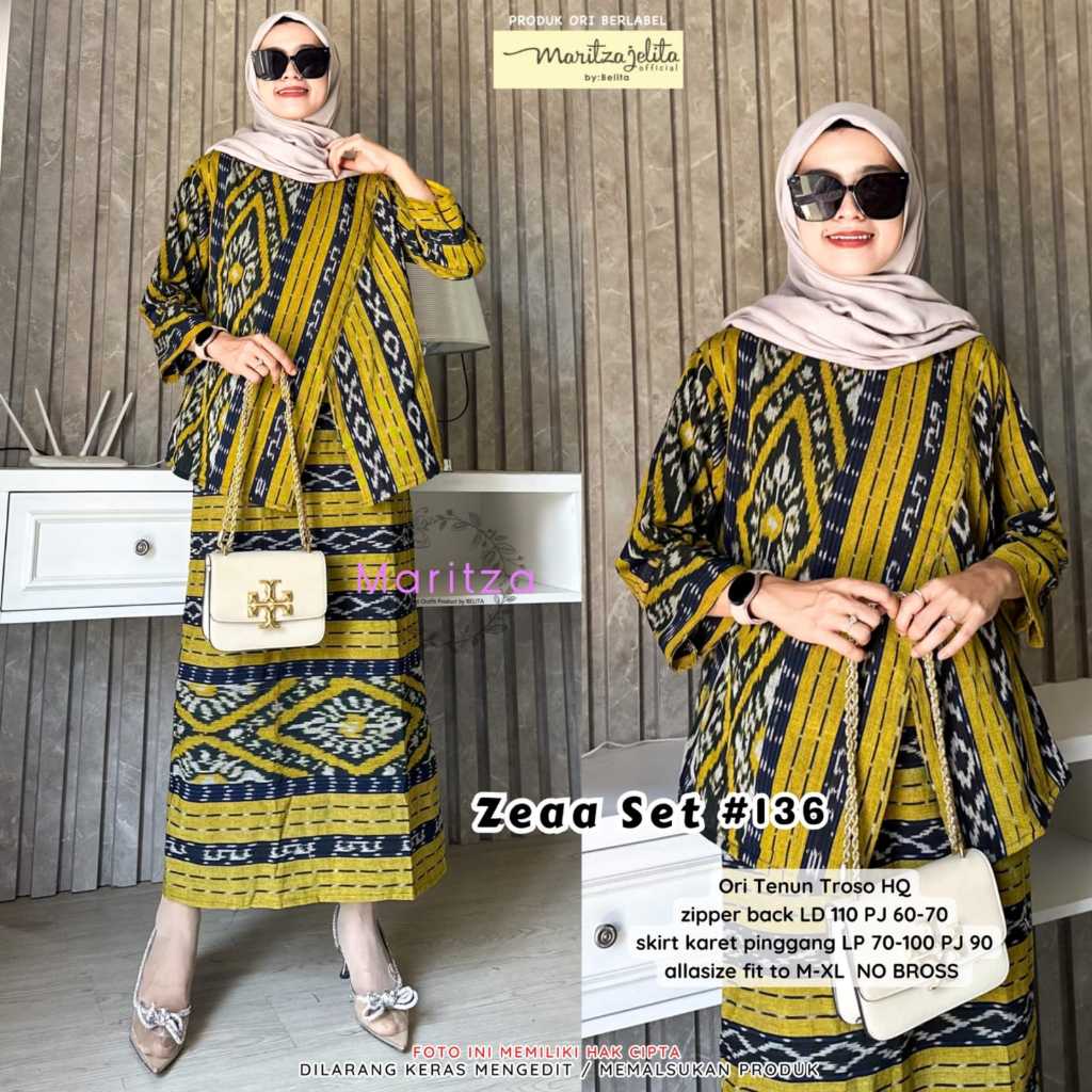 BAJU SETELAN WANITA ETNIK BATIK TENUN ZEAA#136 SETELAN / 10.10 / ONESET TENUN TROSO / LD 110 / SETEL