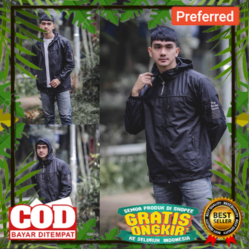JAKET PARASUT KEREN DESAIN MBOIS //Jaket Parasut Pria Wanita Sport Waterproof Windbreaker Original D