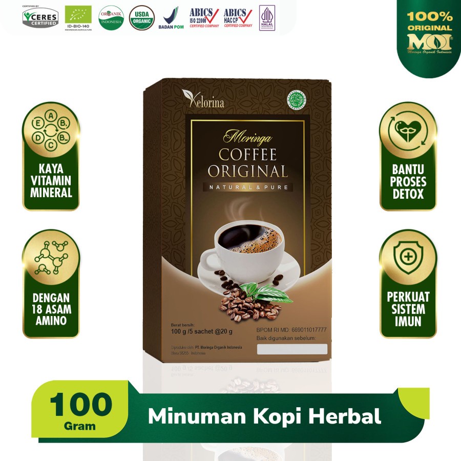 

Kopi, Cofee Moringa Ekstrak Daun Kelor Premium Serbuk Bubuk Daun Kelori + Biji Kopi Pilihzan. Asli 100% Alami