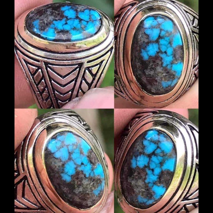 Cincin Batu Akik Natural Pirus Persia Iran Biru Lawas Kuno Top Antik 1