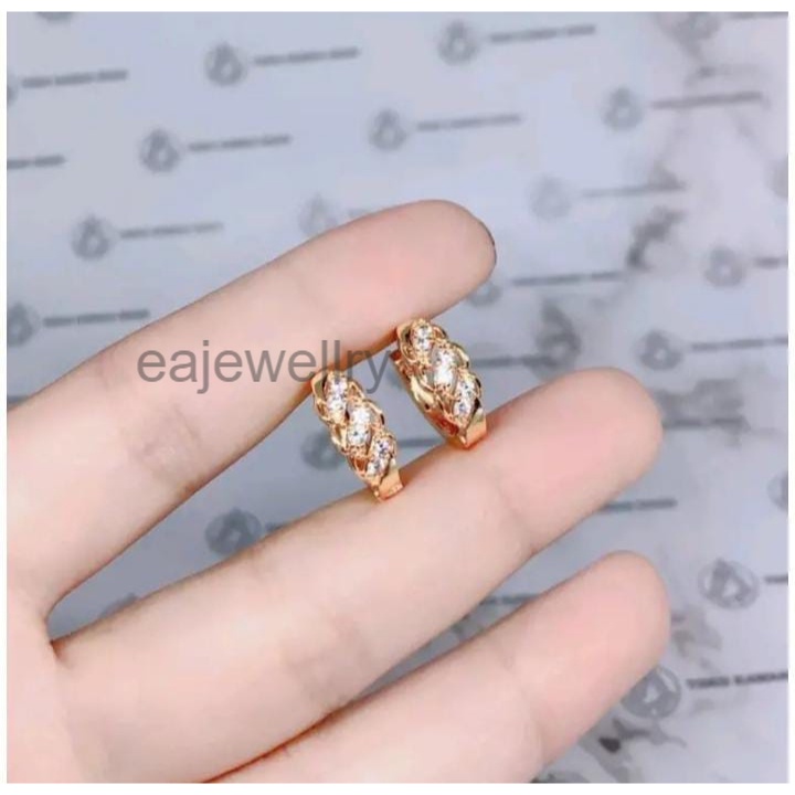 Anting wanita dewasa model lapis emas emas asli 24 karat mewah elegan cantik perhiasan xuping
