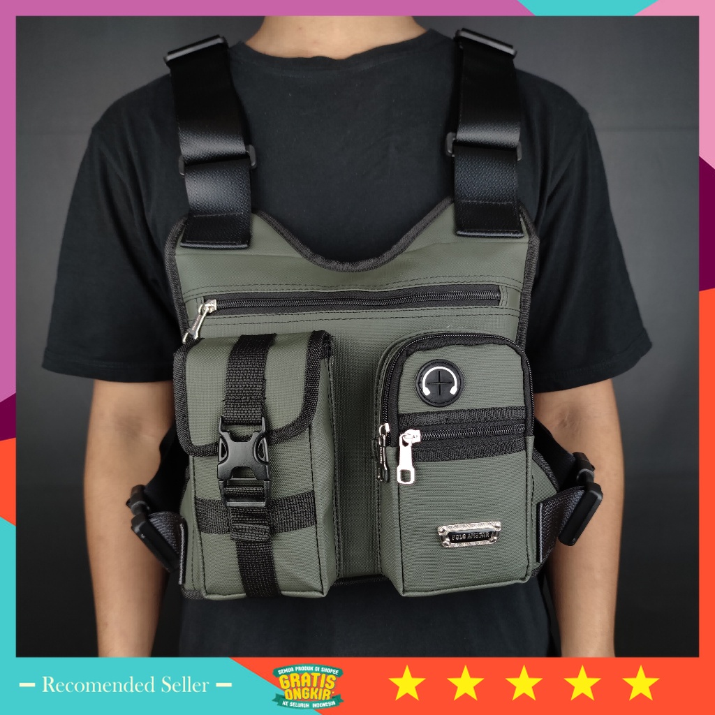 Tas Pria keren Casual BRanded Premium Murah Original kuat - POLO AMSTAR- Chest Bag Tas Selempang Dad
