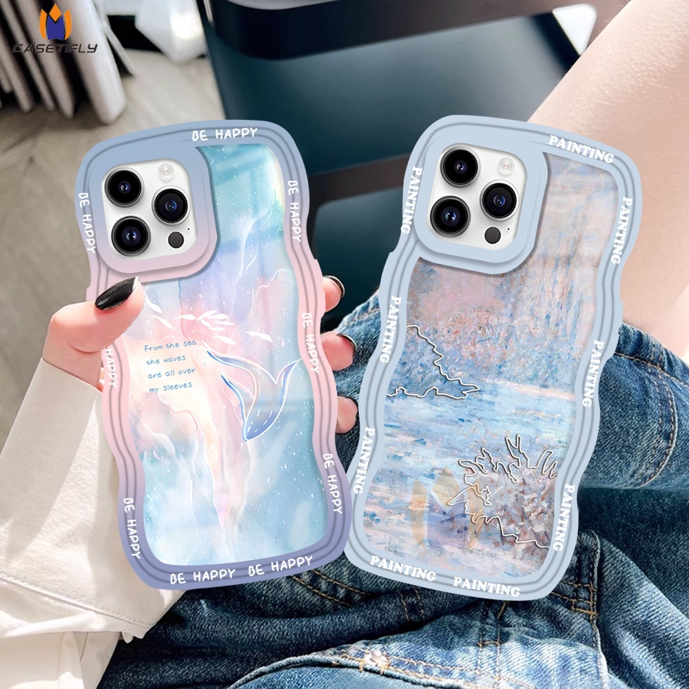 Casing hp Infinix Zero 30 5G Note 30 Hot 30i Note 12 G96 Hot 12 Play 11 Play 9 Play 10 Play Smart 5 Smart 6  Smart 7 Hot 20S Colorful oil paintings Wave Soft Edge Transparent Camera Soft Case CASETIFLY