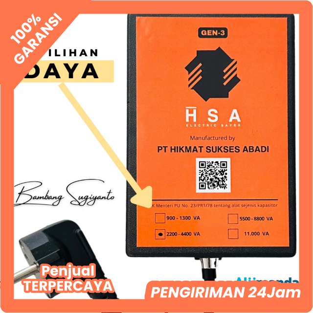 ALAT PENGHEMAT TOKEN LISTRIK HSA ELECTRIC SAVER TIPE A 900 - 1300 WATT PT HIKMAT SUKSES ABADI