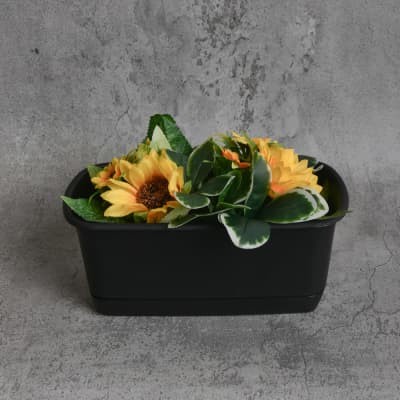 Clover Pot Bunga Persegi Panjang - Hitam