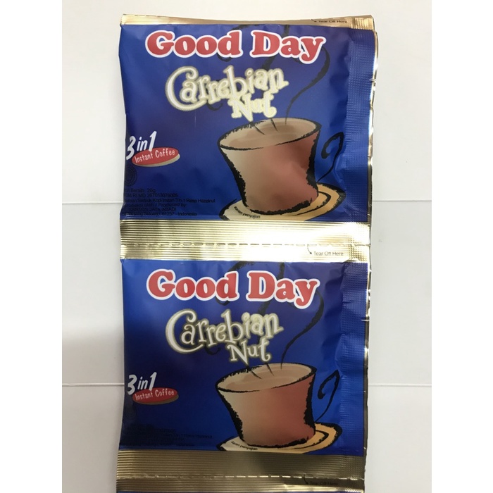 

PROMO TERBATAS !!! Kopi Good Day 3 in 1 Carabian Nut (1 lmbr 10 pcs)